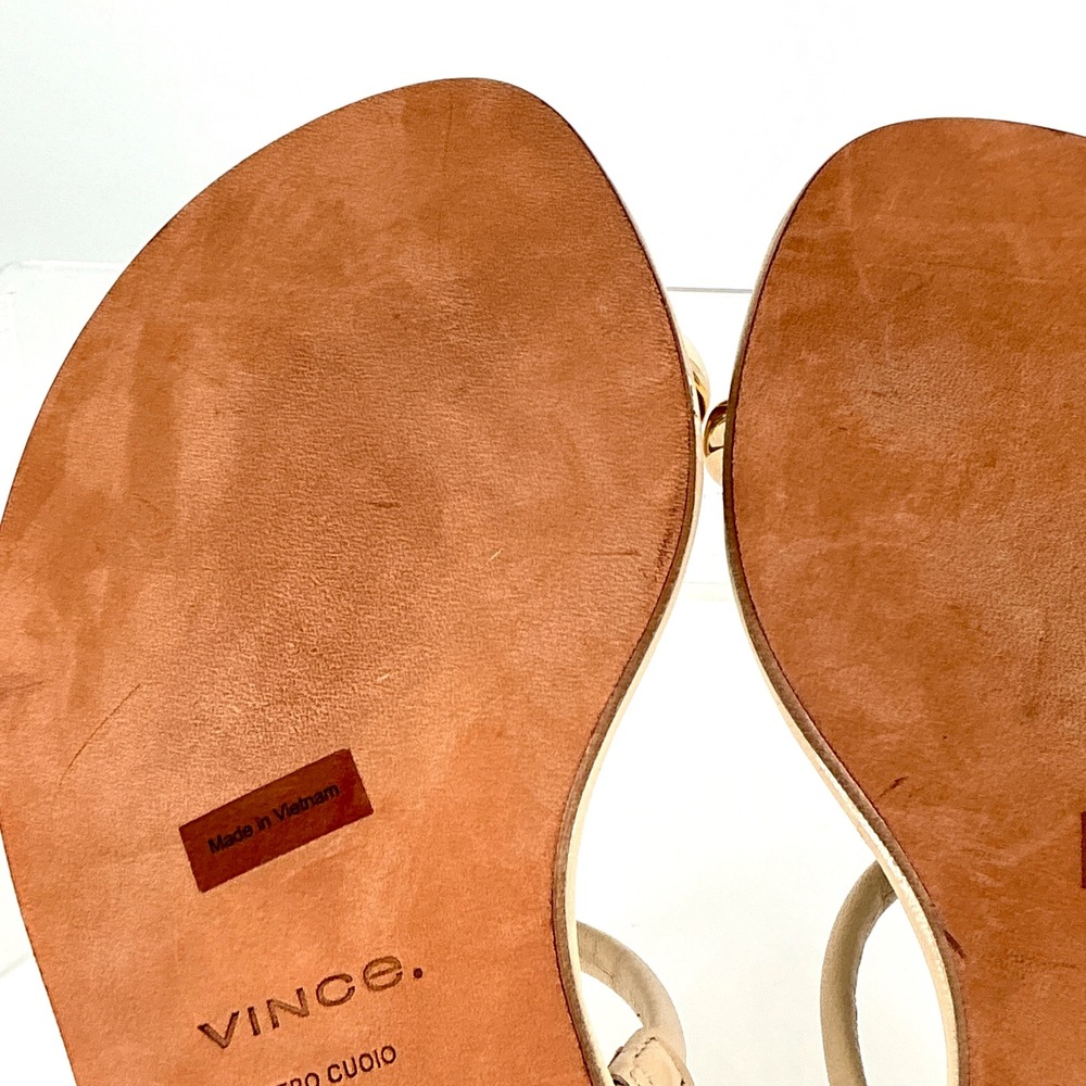 Vince Size 8.5 Beige Leather Strappy Toe Ring Flat Sandals Gold NEW Lucila $275 - Picture 12 of 12